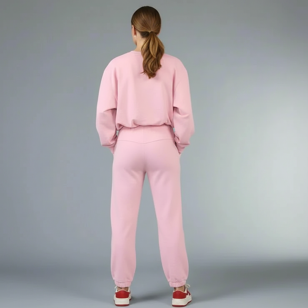 Womens Acid Wash Sweatshirt Joggers 2 Piece Tracksuit Lounge Set Co Ord - Image 2