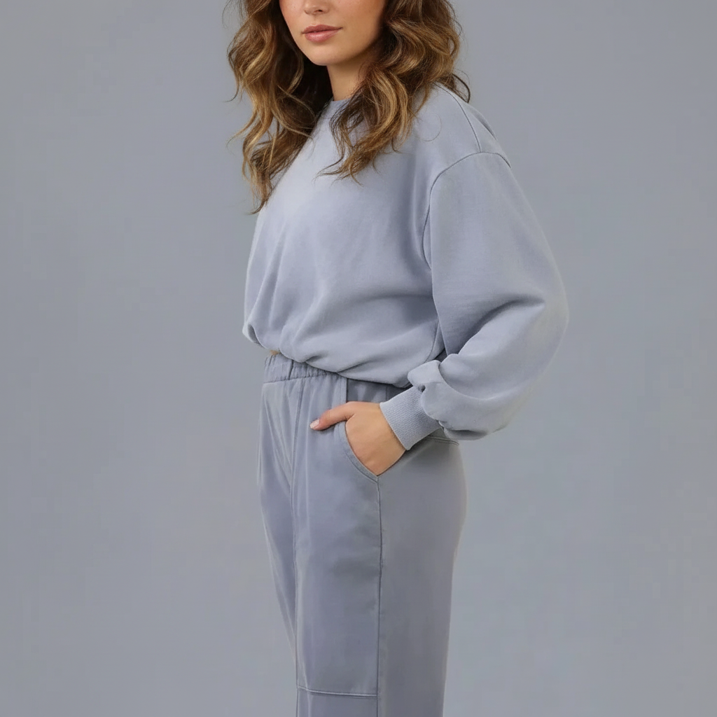 Womens Acid Wash Sweatshirt Joggers 2 Piece Tracksuit Lounge Set Co Ord - Image 4