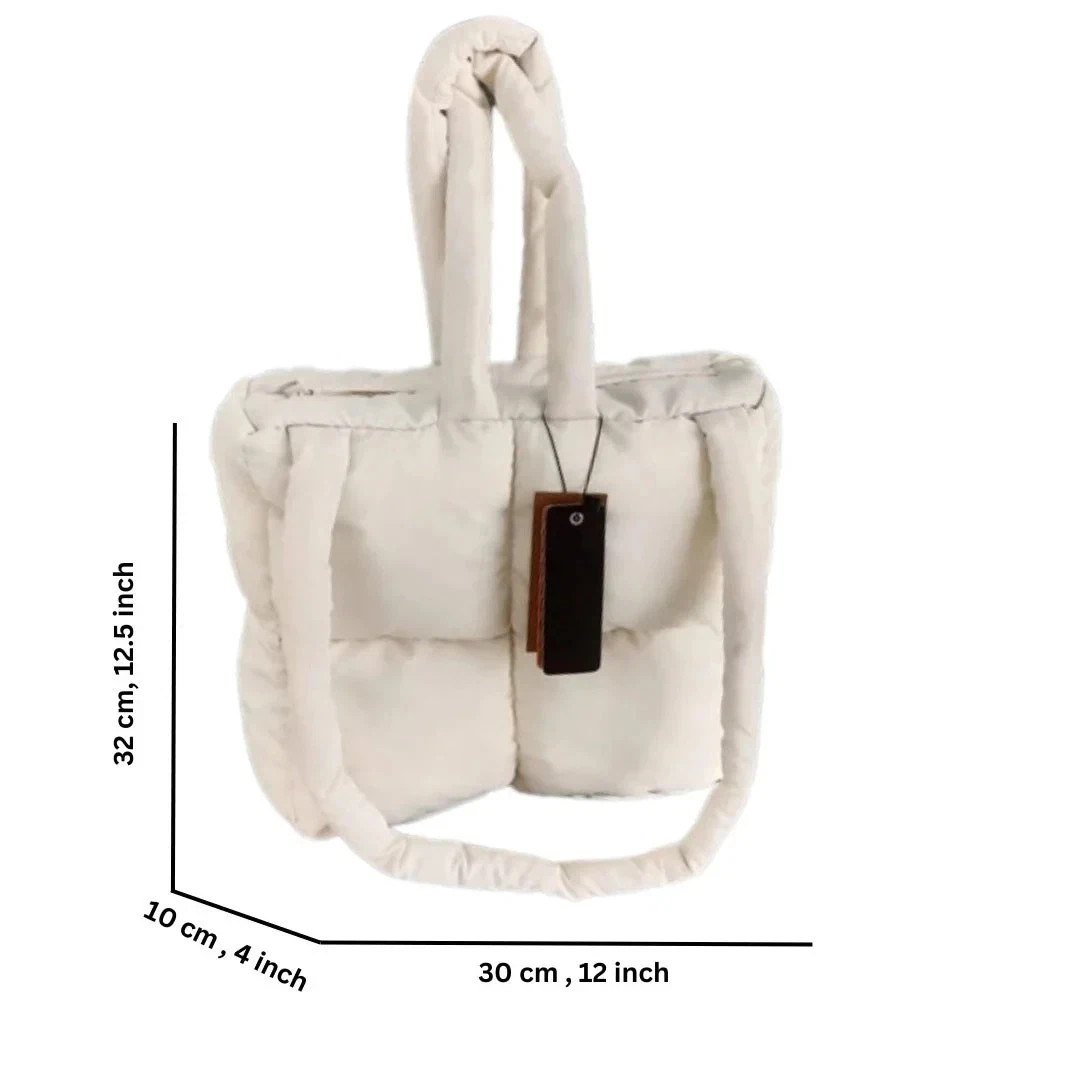 Women’s Puffer Tote Bag Quilted Large Square Shoulder Handbag Zip - Image 5